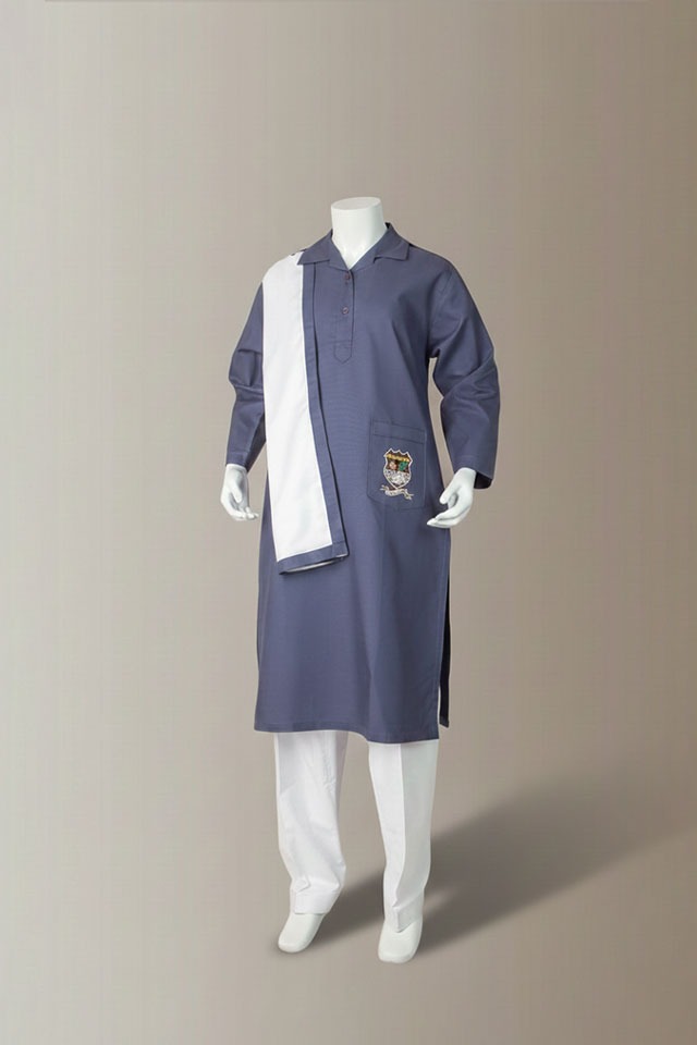 Girls Blue and White School Uniform